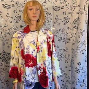Coldwater Creek Floral Blazer - Red, Yellow, Purple